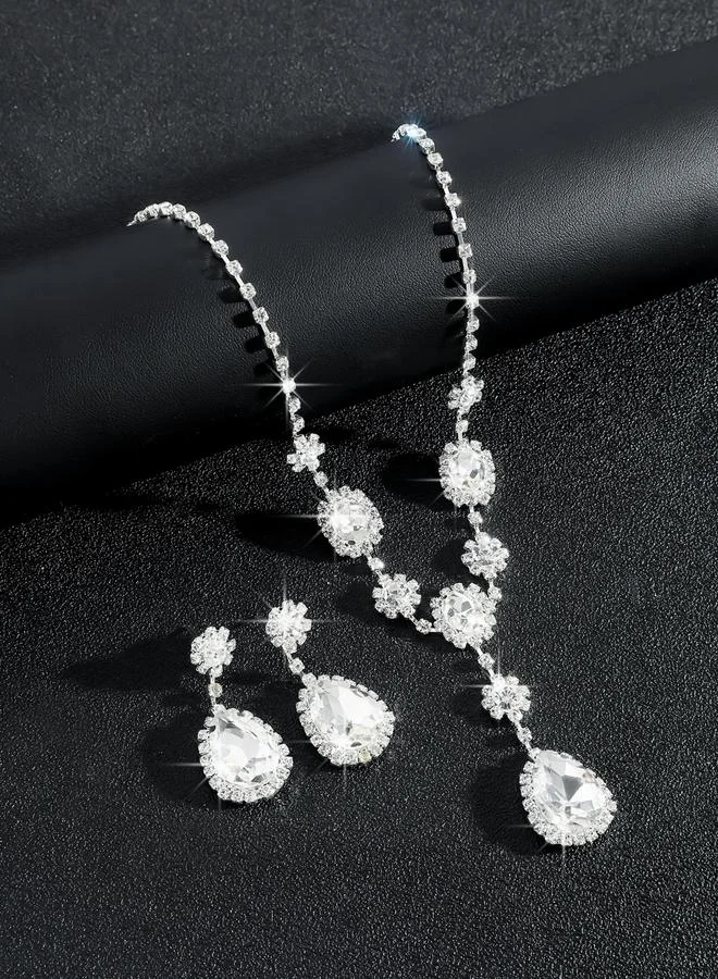 تايك تو طقم مجوهرات قطعتين عقد وأقراط مزين